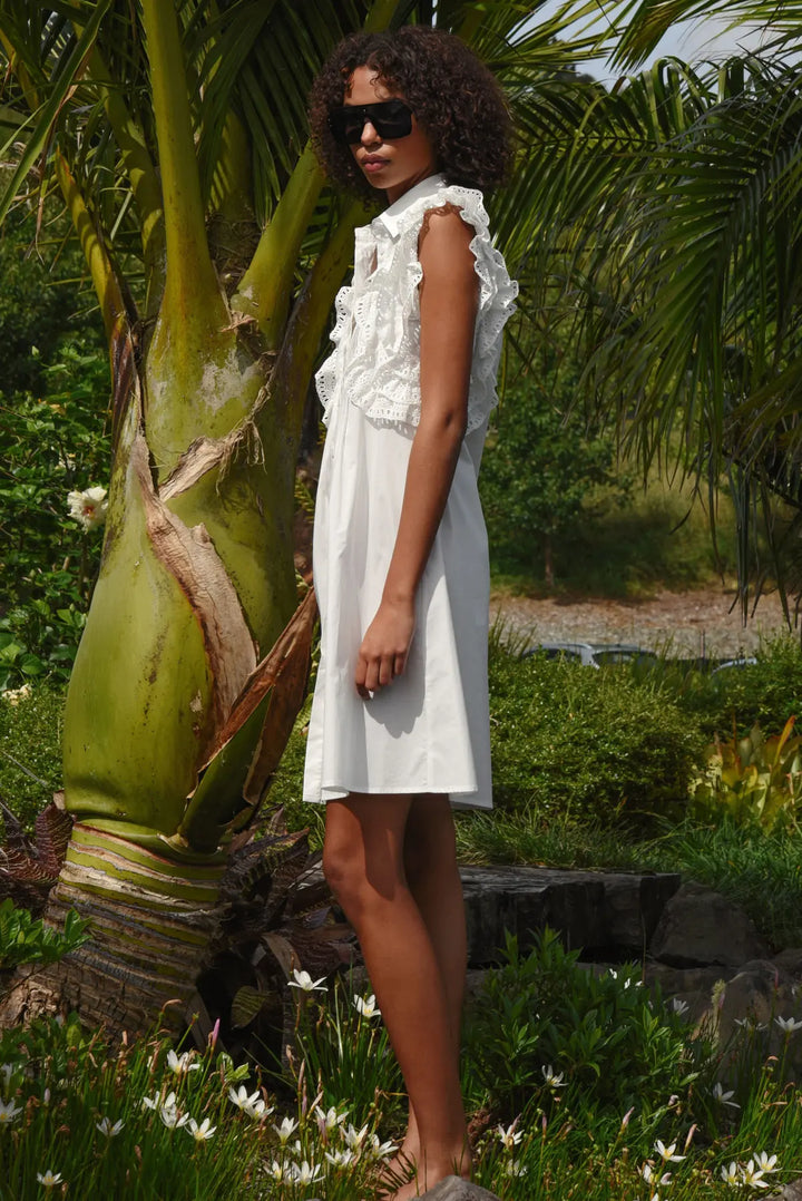 Ruffle Around the Edges Dress - White