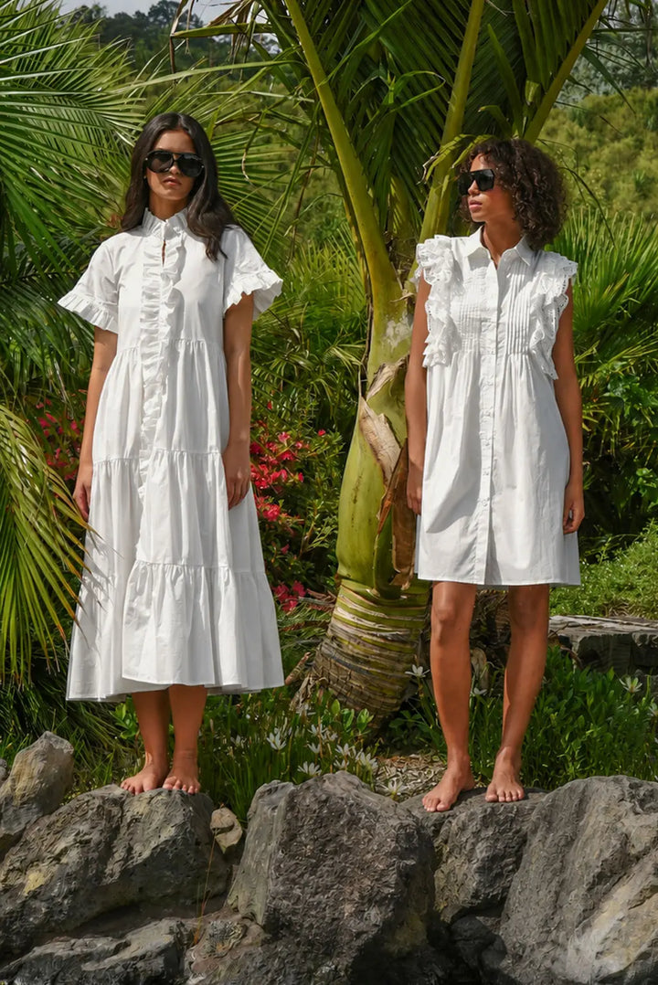 Ruffle Around the Edges Dress - White