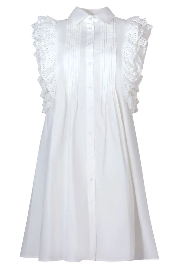 Ruffle Around the Edges Dress - White