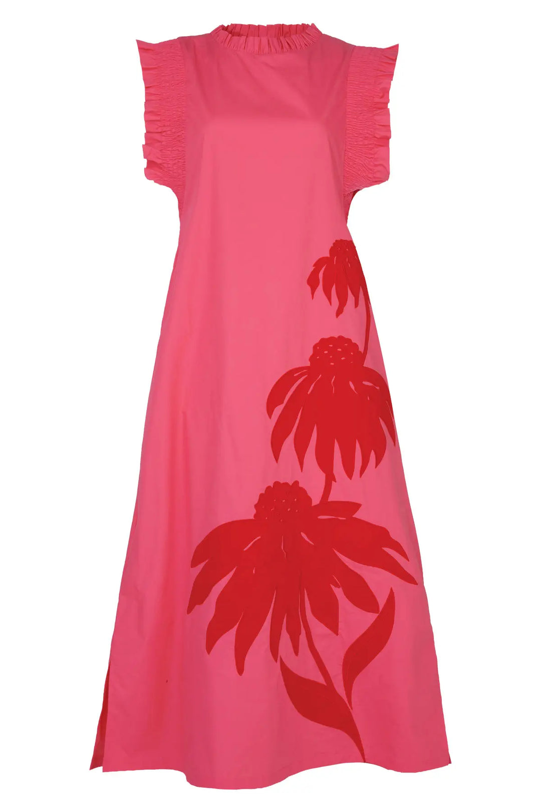 Three-Mendous Blooms Dress - Pink Red
