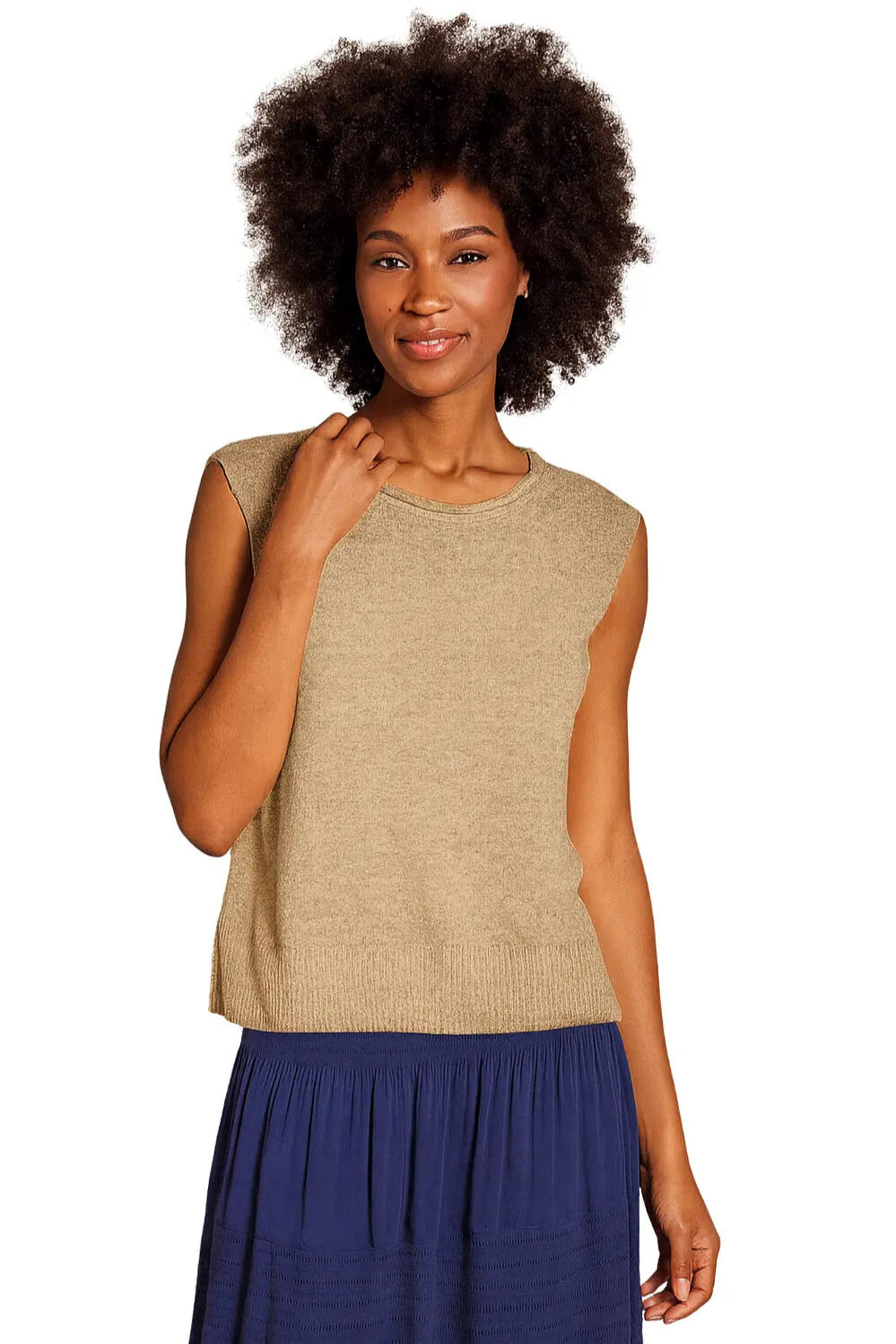 Esperance & Co Crest Cotton Linen Blend Tank Porcini
