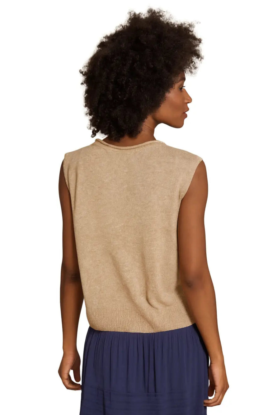 Esperance & Co Crest Cotton Linen Blend Tank Porcini