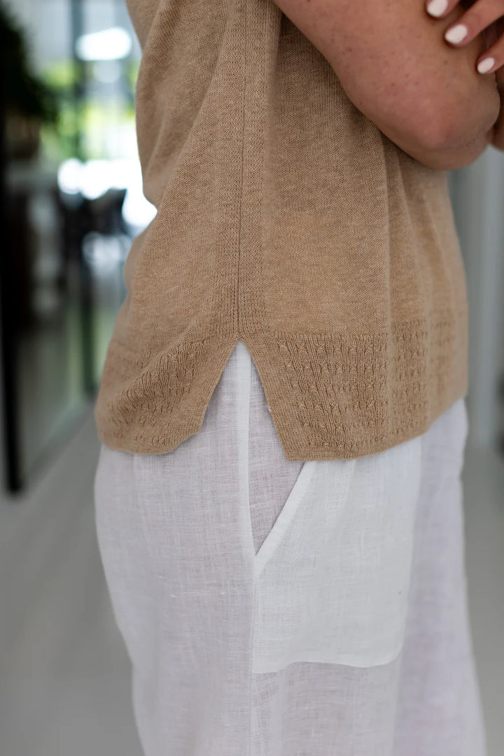 Crest Cotton Linen Blend Tank - Porcini