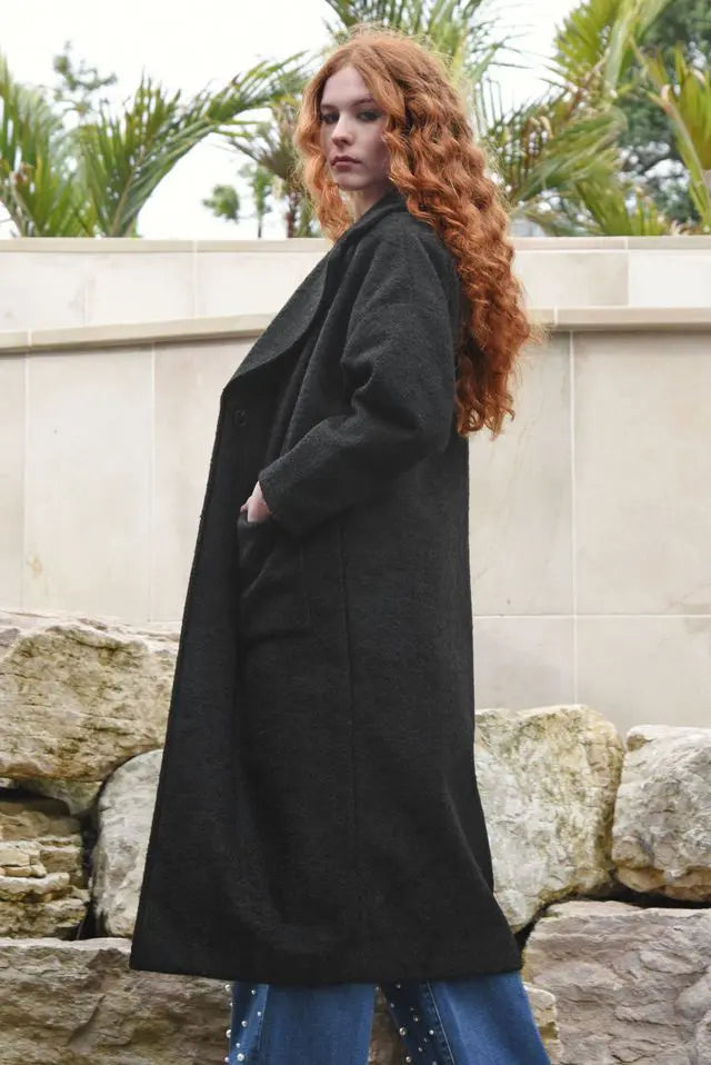 Coming Up Cozy Coat - Black