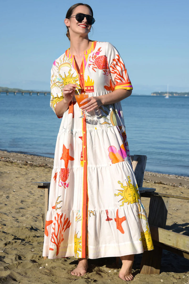 High And Rising Dress - White Sun