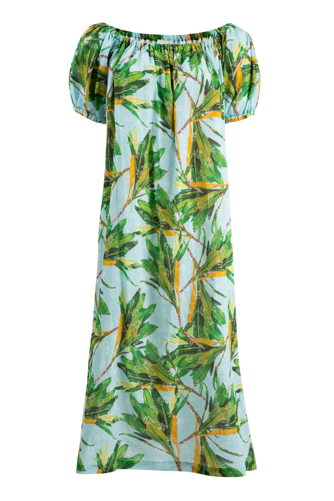 Shoulder On Dress - Blue Floral