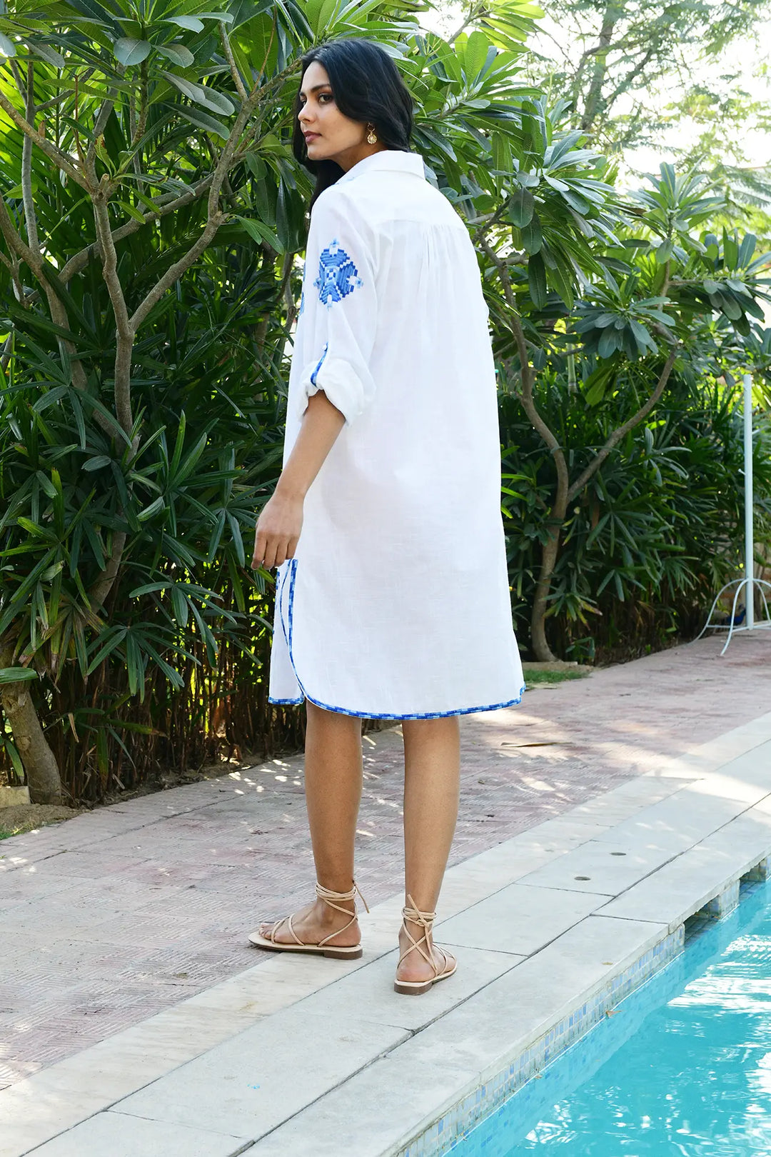 blue and white shirt dress Paros Shirt Dress
