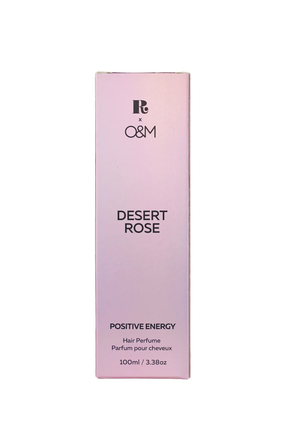 Pink hair perfume box labeled 'Desert Rose' with 'R&G' branding on a white background.