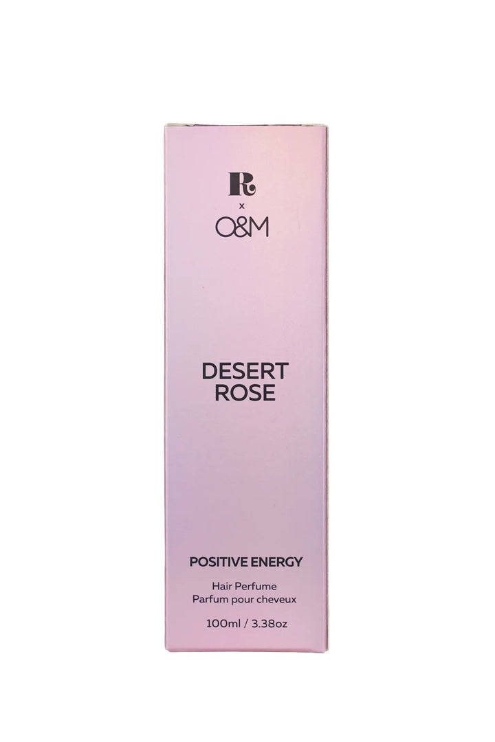 Pink hair perfume box labeled 'Desert Rose' with 'R&G' branding on a white background.