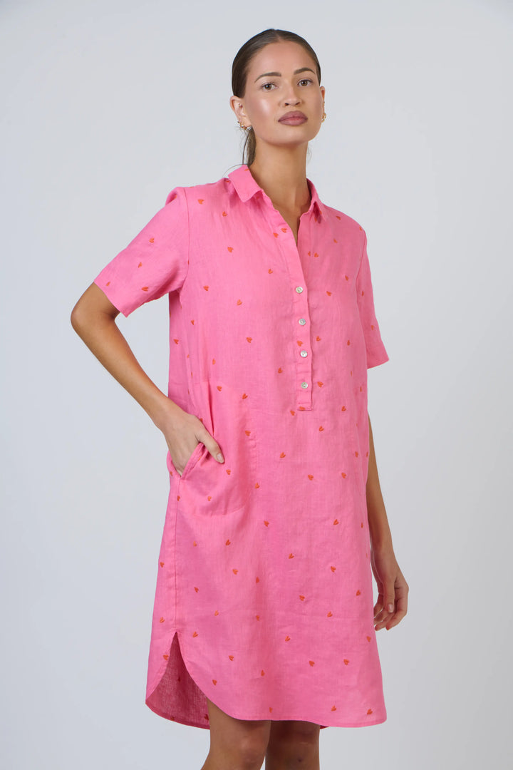 Enveloppe Linen Shirt Dress - Amour