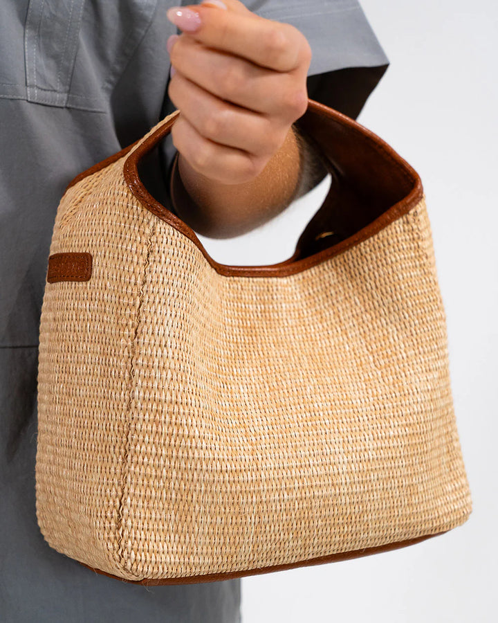 Linton Large Crossbody - Tan Natural Weave