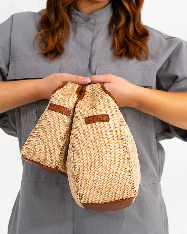 Linton Large Crossbody - Tan Natural Weave