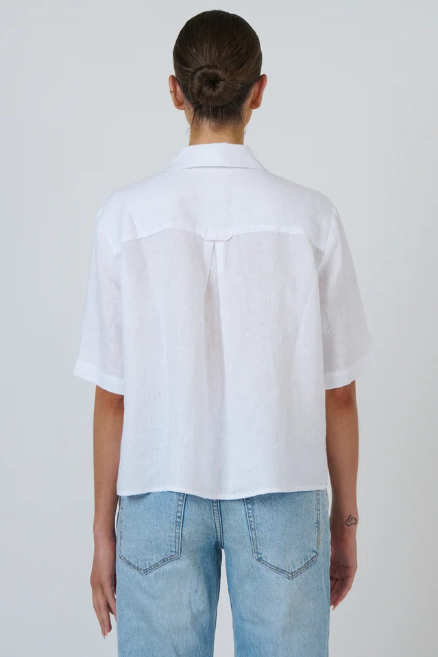 Short Sleeve Linen Shirt - Lys