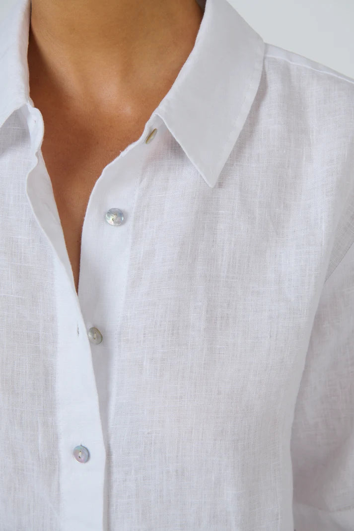 Short Sleeve Linen Shirt - Lys