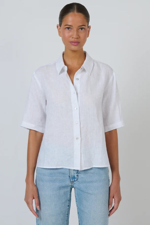 Short Sleeve Linen Shirt - Lys