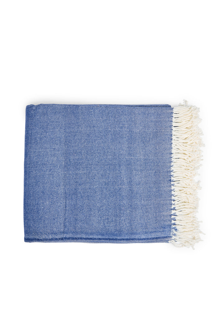 Herringbone Throw - Harbour Blue