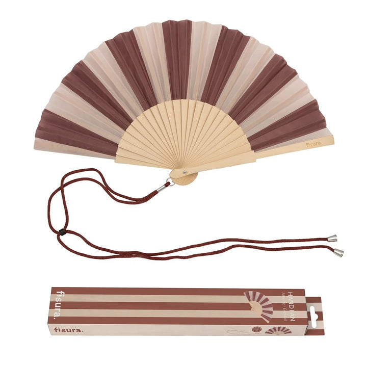 Hand Fan - Beige & Brown Stripes