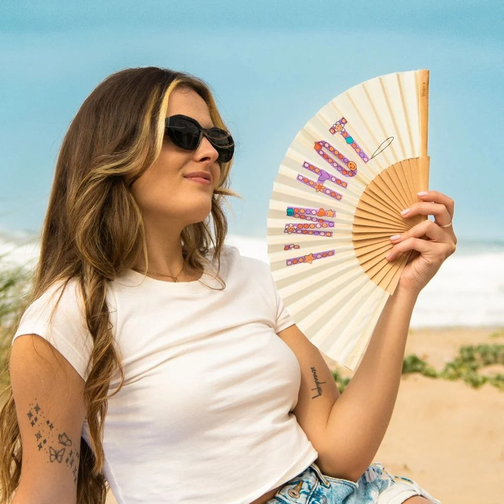Beaded Hand Fan w/Gift Box - I'm Hot