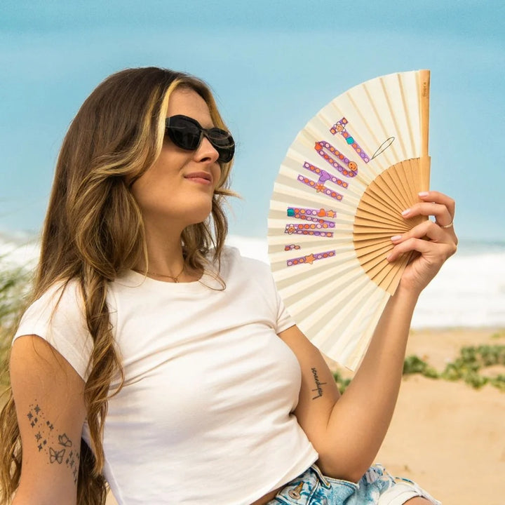 Beaded Hand Fan w/Gift Box - I'm Hot