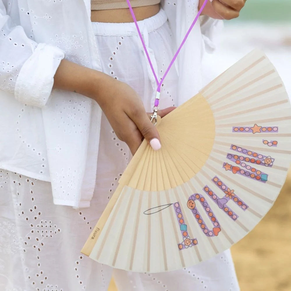 Beaded Hand Fan w/Gift Box - I'm Hot