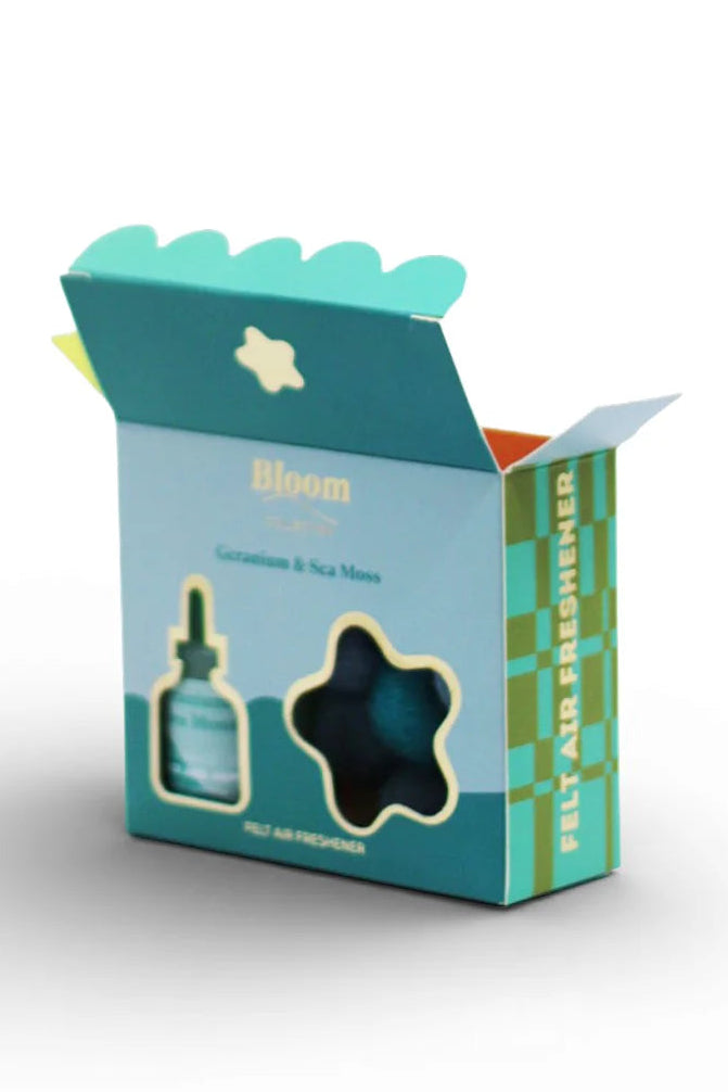 Product packaging with a blue and green color scheme on a white background