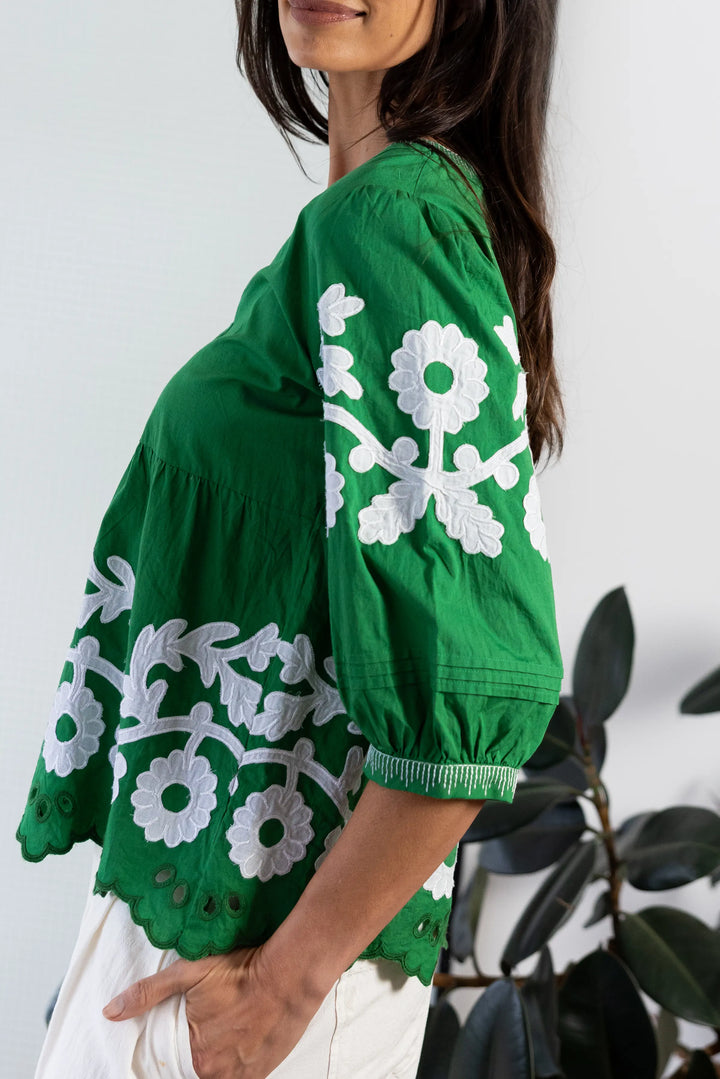 Gladiola Top - Leaf Green