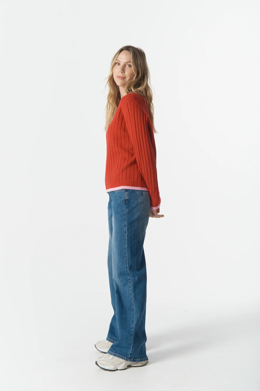 Glow V Neck Knit - Scarlet