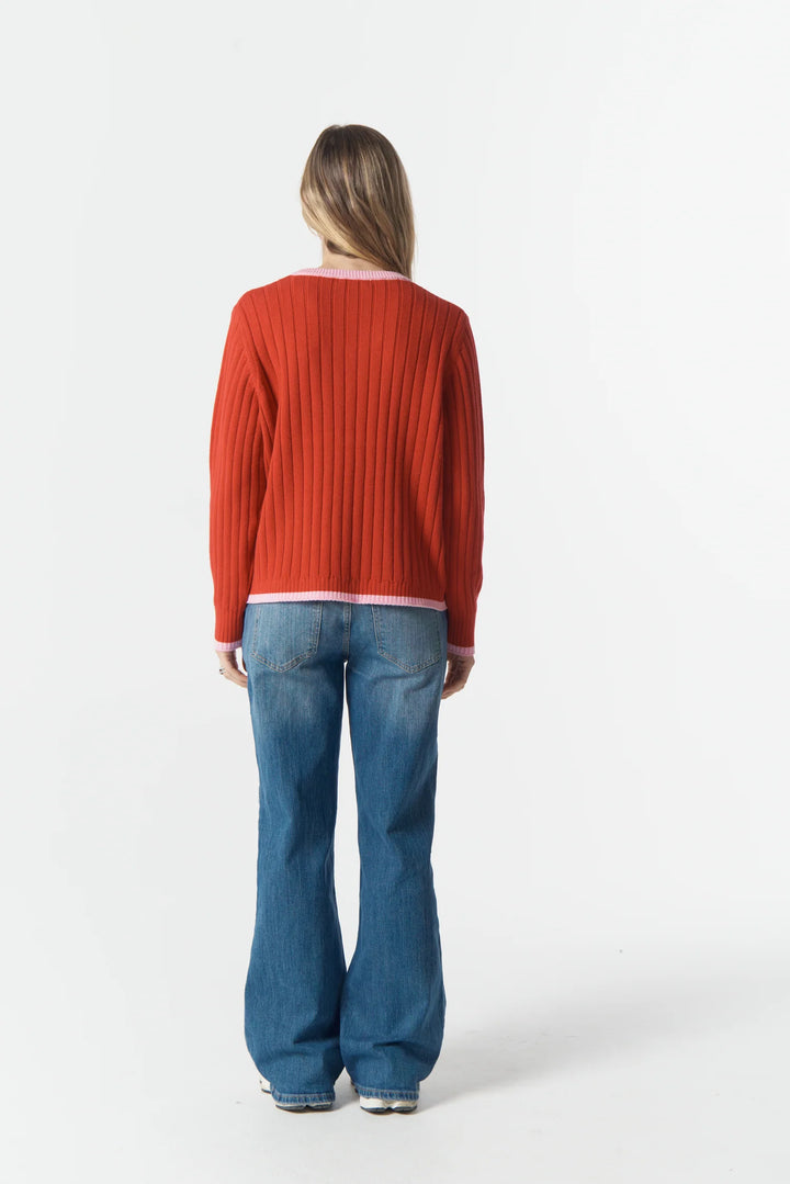 Glow V Neck Knit - Scarlet