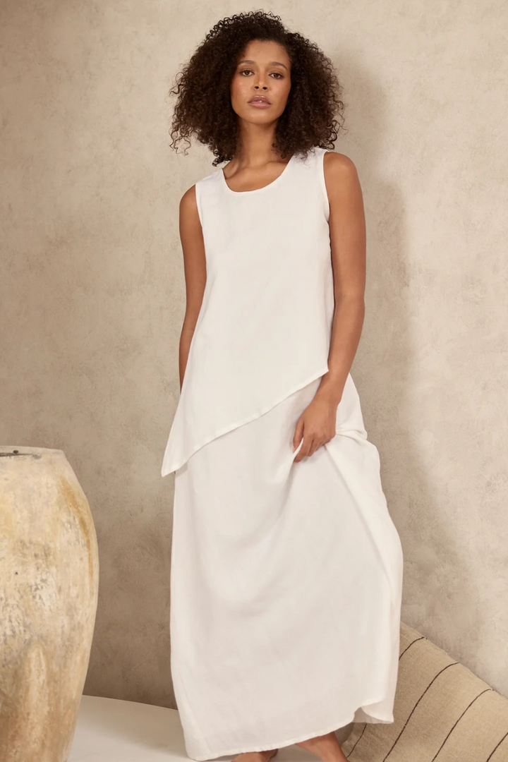 Grace White Linen Blend Dress
