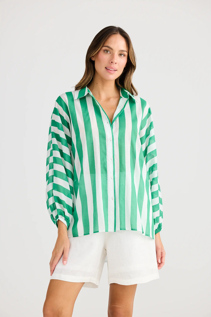 Cliffside Shirt - Green Stripe