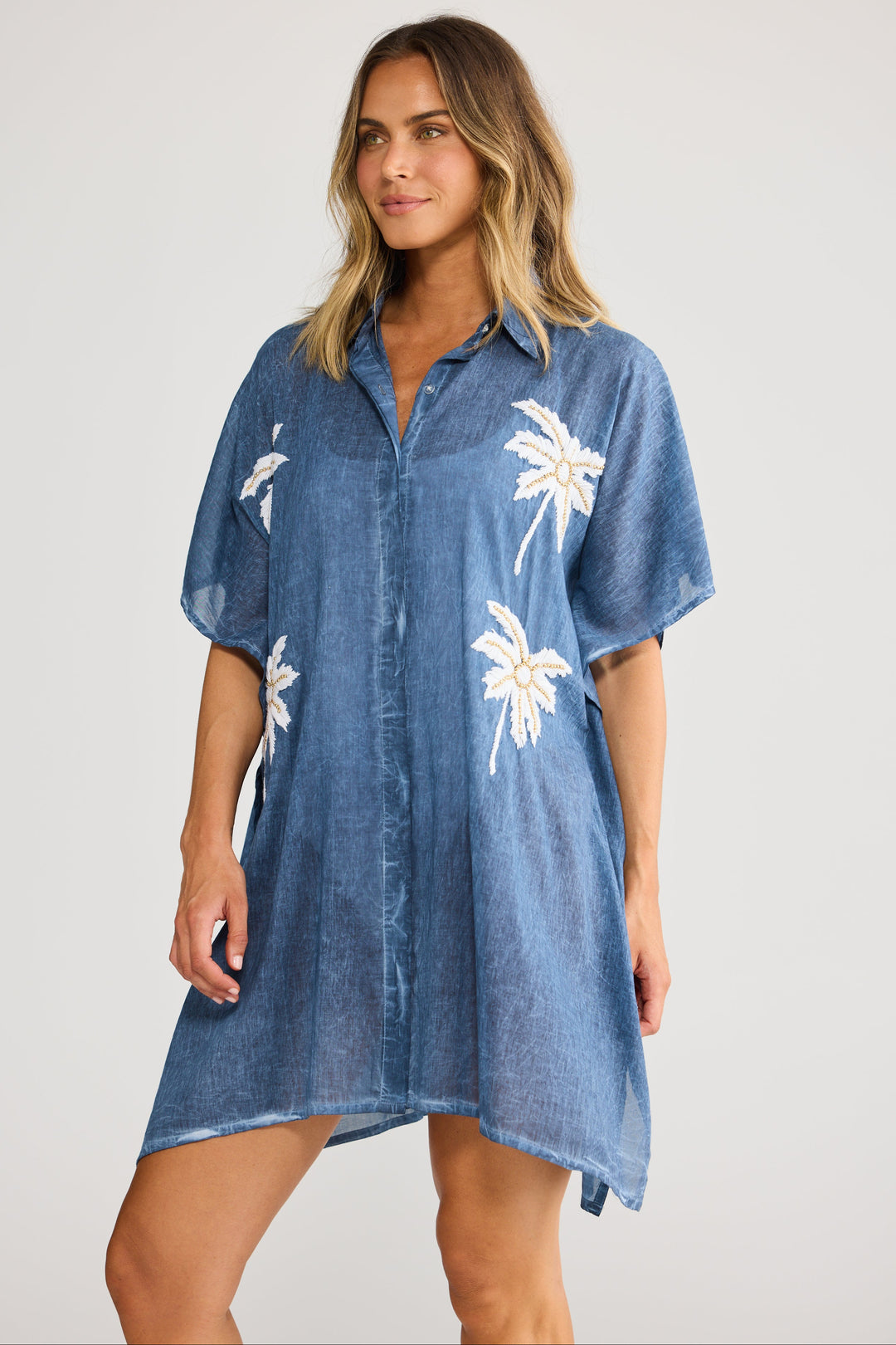 Halia Shirt Kaftan - Navy