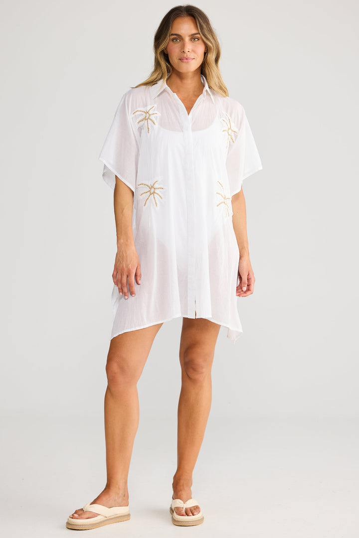 Halia Shirt Kaftan - White
