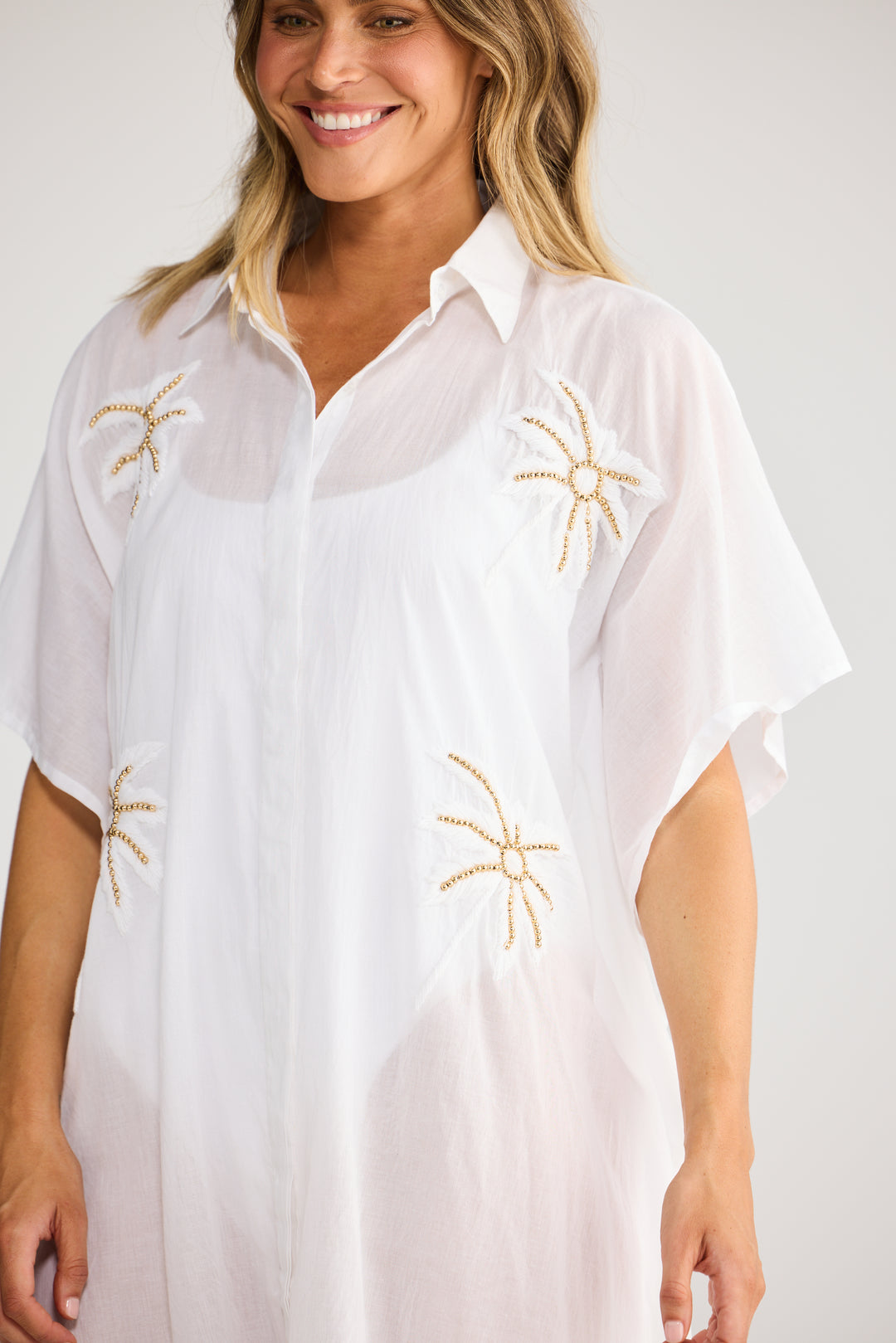Halia Shirt Kaftan - White