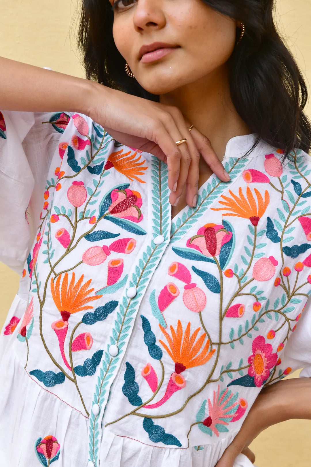 Azure & Indigo Hummingbird Embroidered Top
