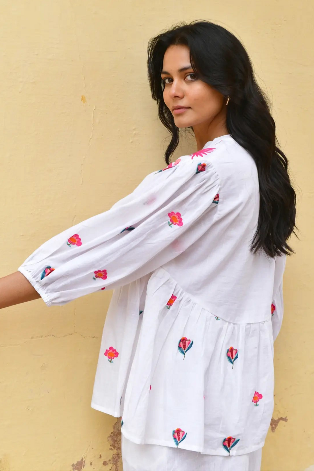 Azure & Indigo Hummingbird Embroidered Top