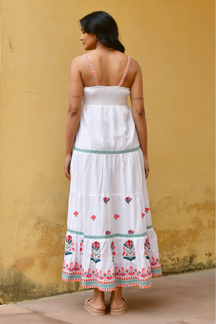 Azure & Indigo Hummingbird Swing Maxi Dress