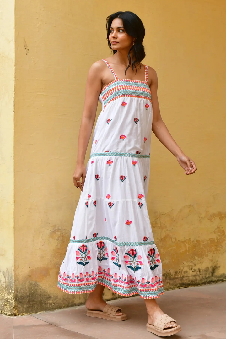 Azure & Indigo Hummingbird Swing Maxi Dress