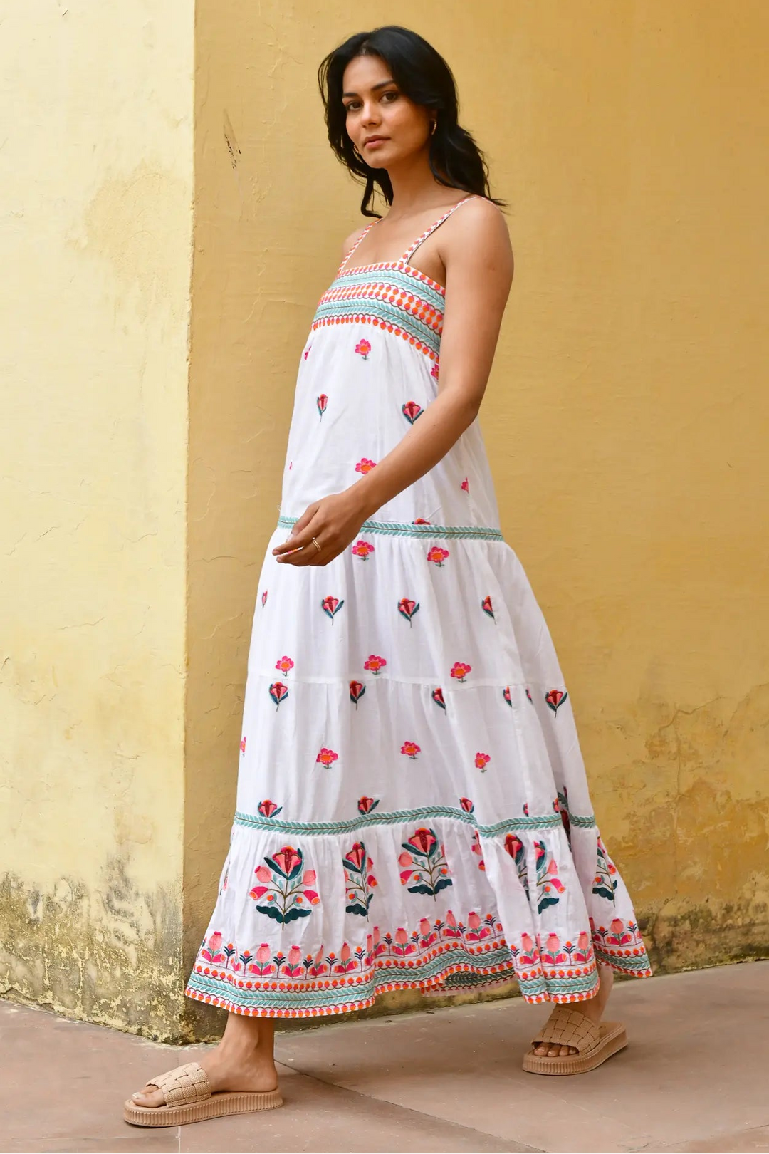 Azure & Indigo Hummingbird Swing Maxi Dress