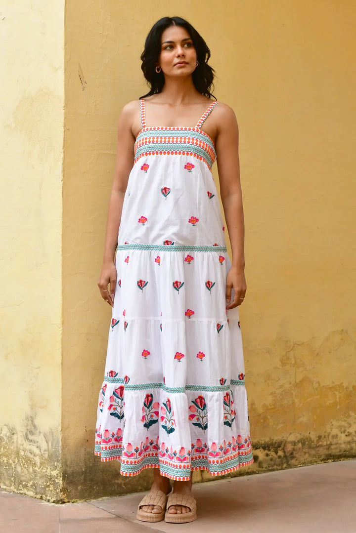 Azure & Indigo Hummingbird Swing Maxi Dress