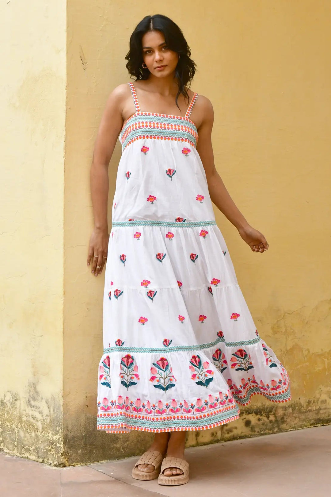 Azure & Indigo Hummingbird Swing Maxi Dress