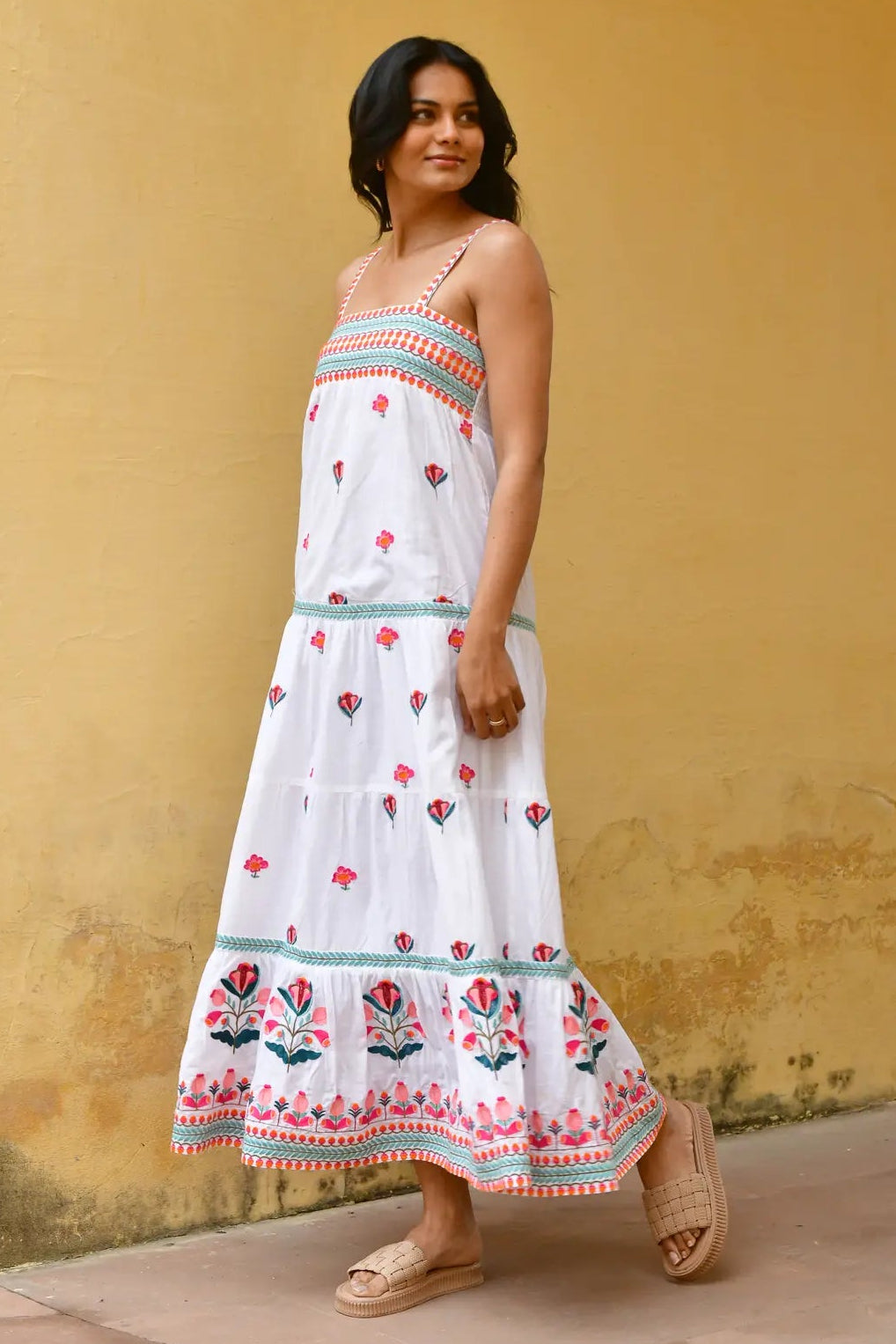 Azure & Indigo Hummingbird Swing Maxi Dress