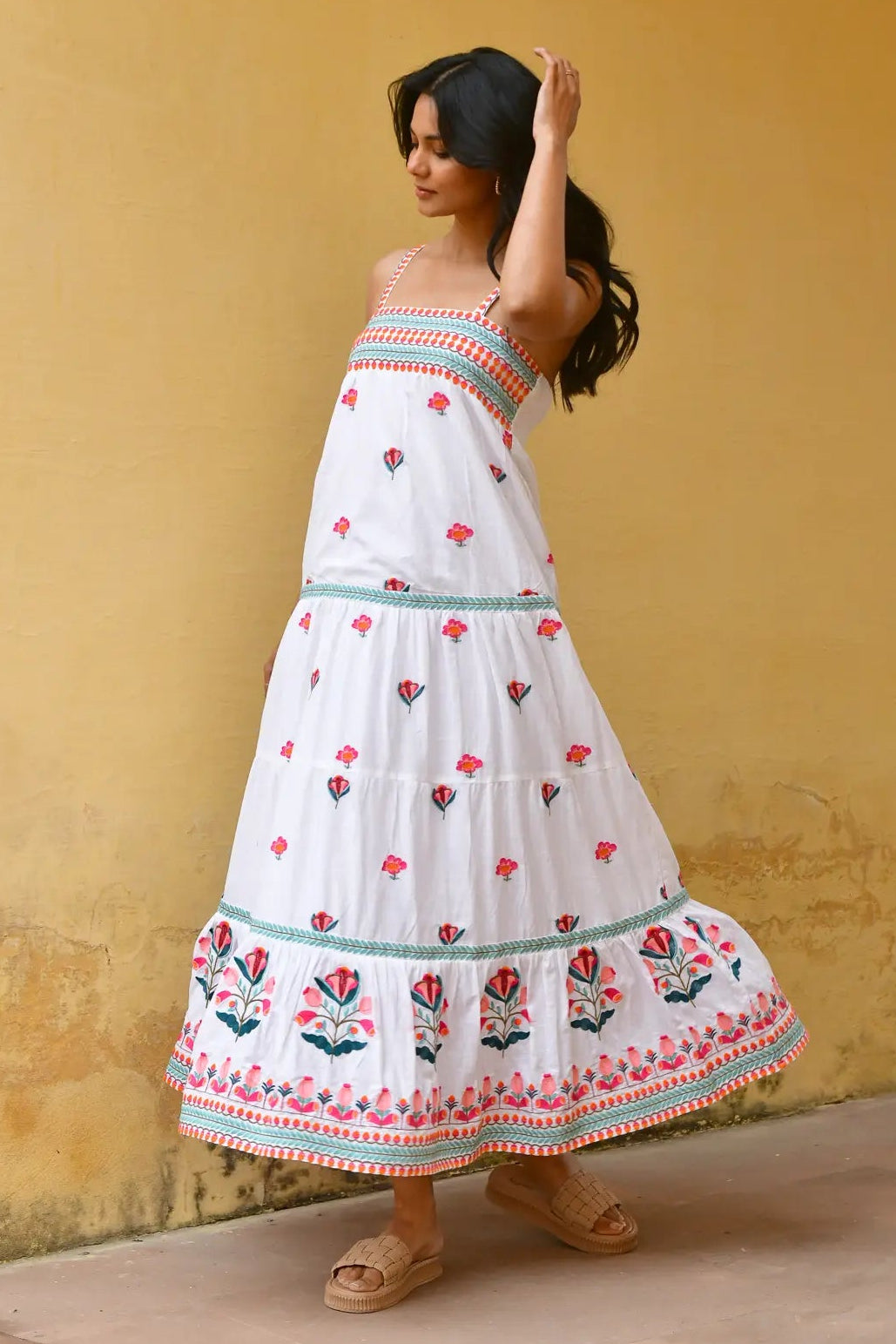 Azure & Indigo Hummingbird Swing Maxi Dress