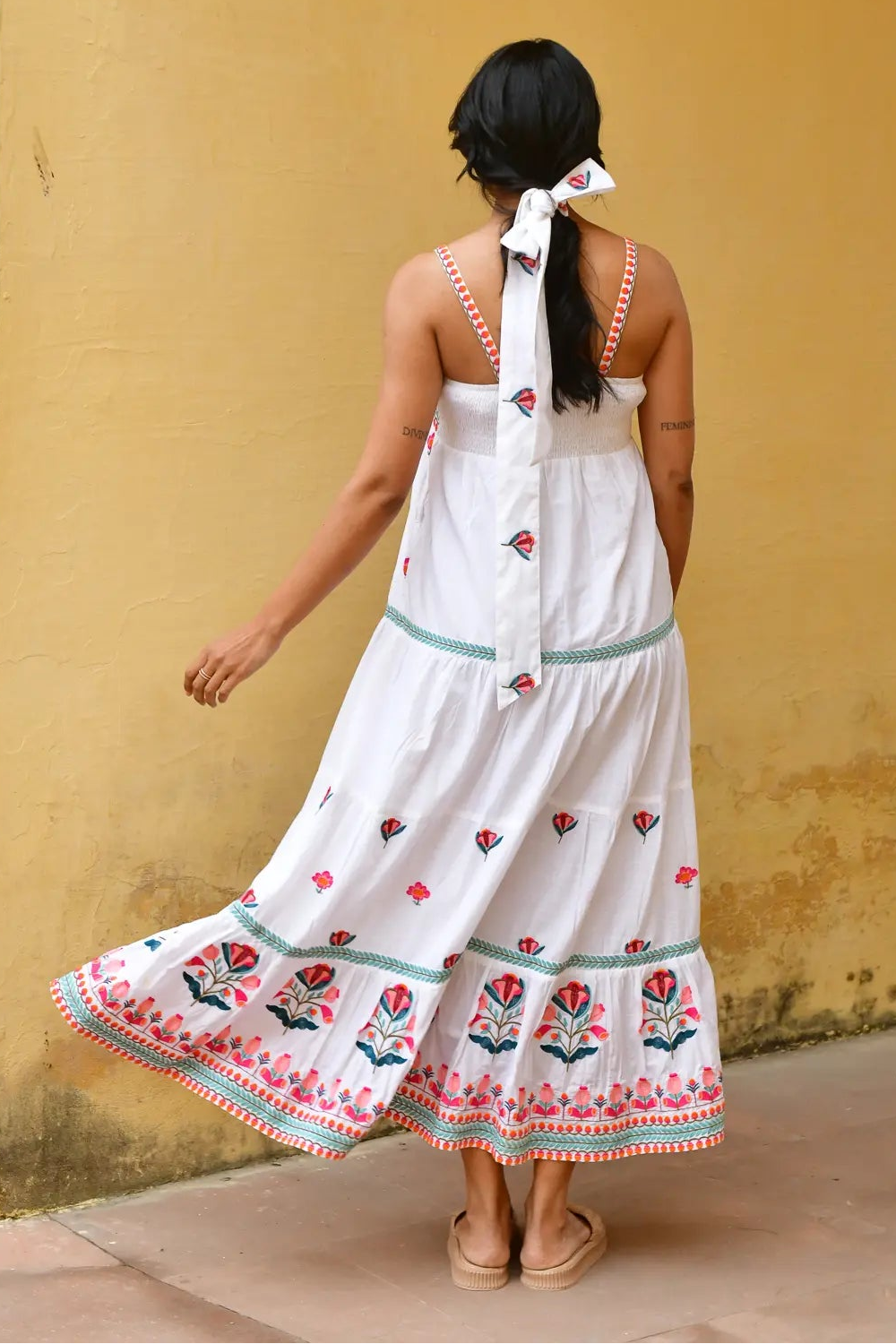 Azure & Indigo Hummingbird Swing Maxi Dress