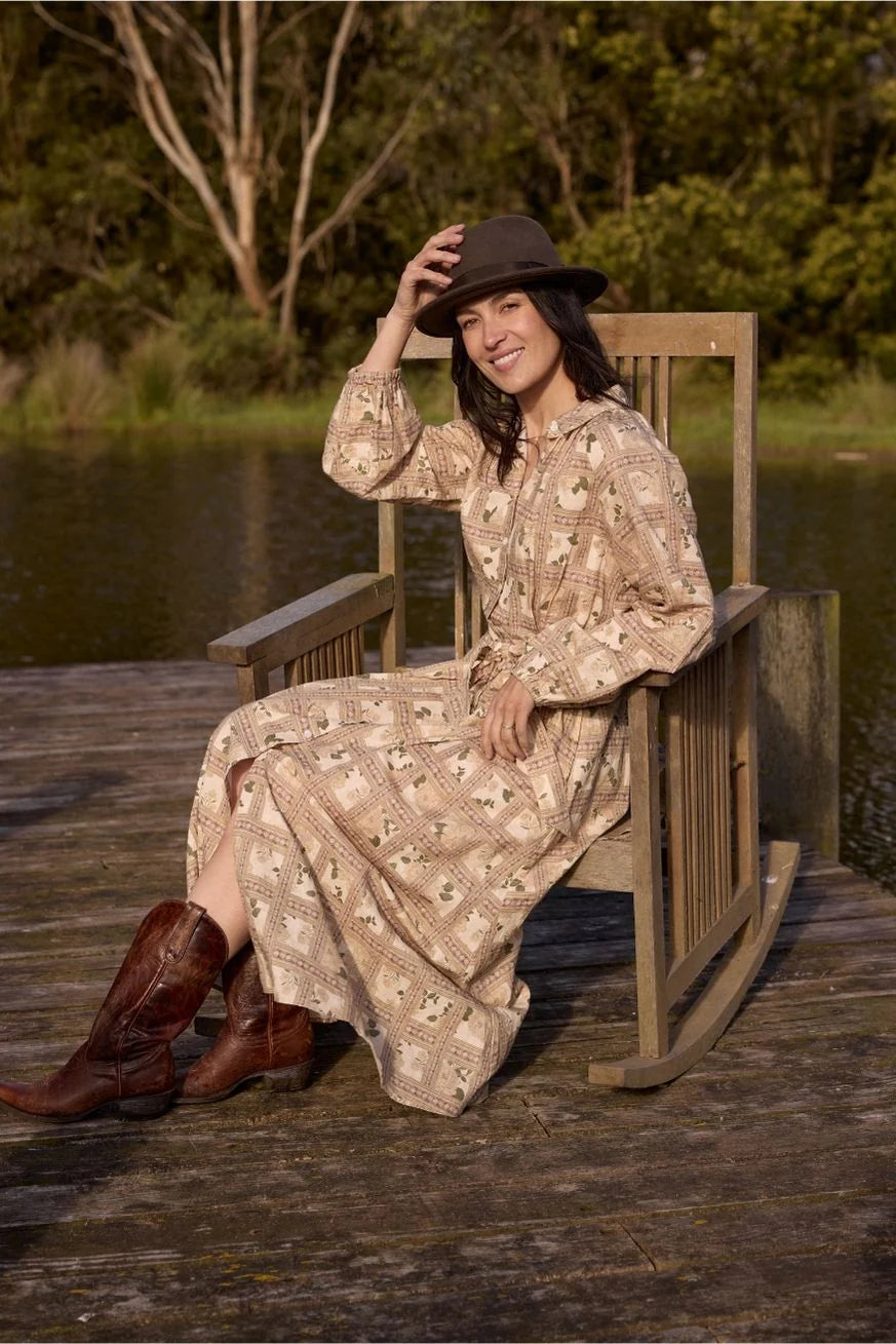 Homestead Belted Dress - Texas Print