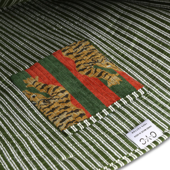 Tibetan Tiger Velvet Tote - Green Orange