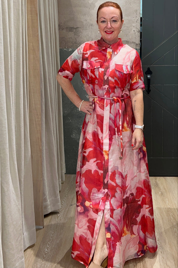Ina Maxi Dress - Pink Red Floral