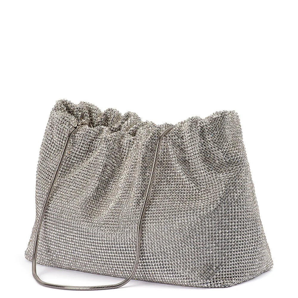 Jessie Crystal Mesh Pouch - Silver