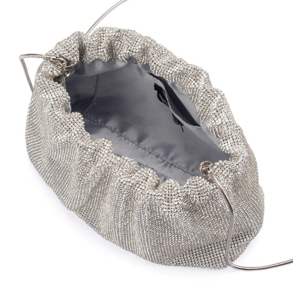 Jessie Crystal Mesh Pouch - Silver