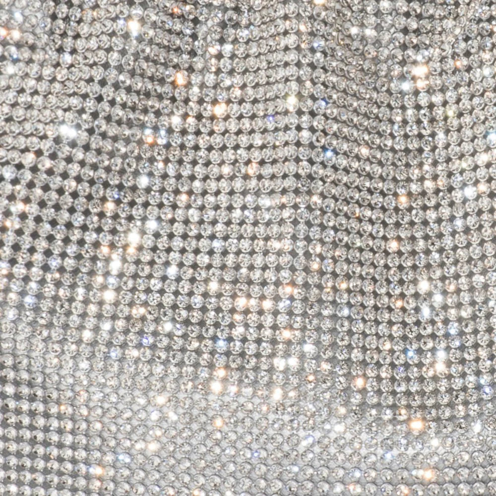 Jessie Crystal Mesh Pouch - Silver