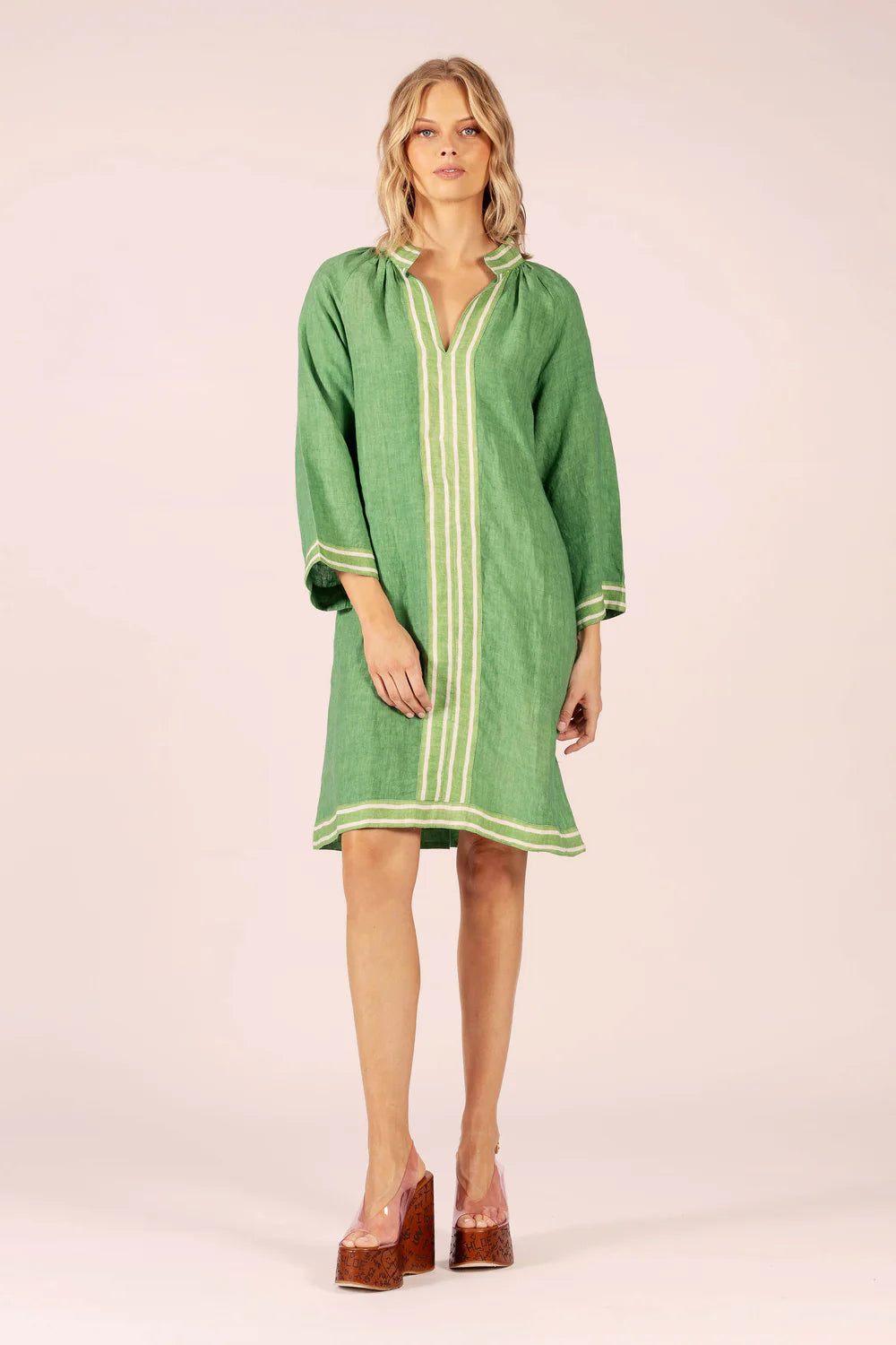 Allegra Linen Dress - Emerald